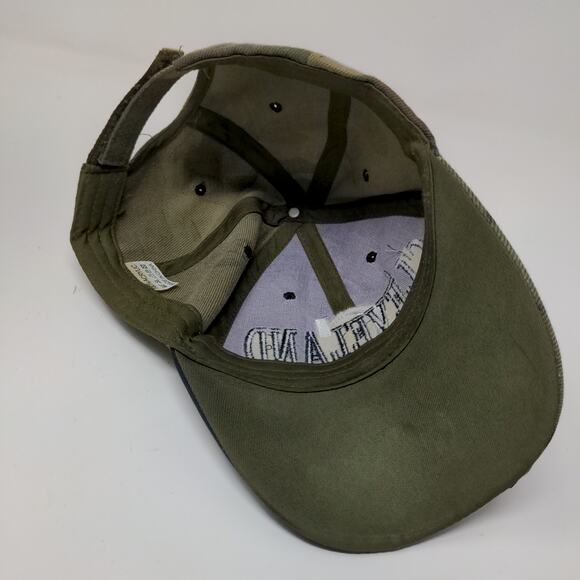 Cleveland Camo Strapback Hat Embroidered Wave Green Brown Blue Spell Out - Picture 8 of 10